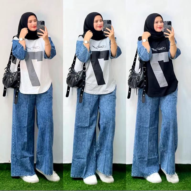 SETELAN  CELANA KULOT JEANS SEVEN// SETELAN ROK KUPU JUMBO