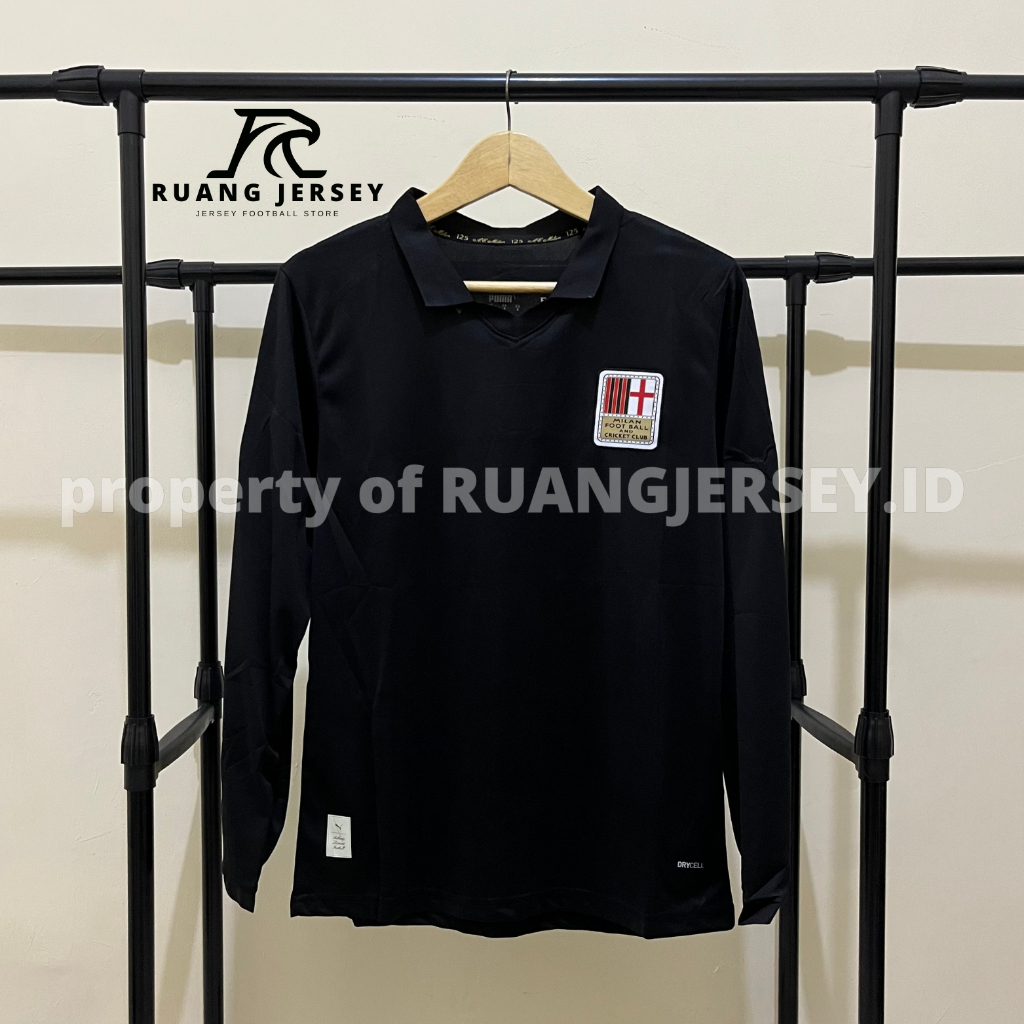 Jersey Sepak Bola AC Milan Anniversary 125th Hitam Lengan Panjang Baju Sepak Bola Pria Dewasa