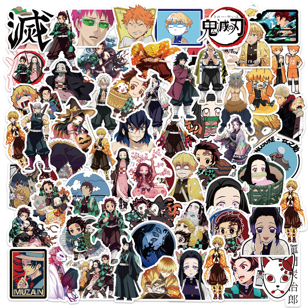 

50PCS HOT Sticker Demon Slayer Decal Kartu Anti Air- Sticker Aesthetic Buku Journal Koper Casing Laptop Helm Motor Botol / Sticker Demon Slayer