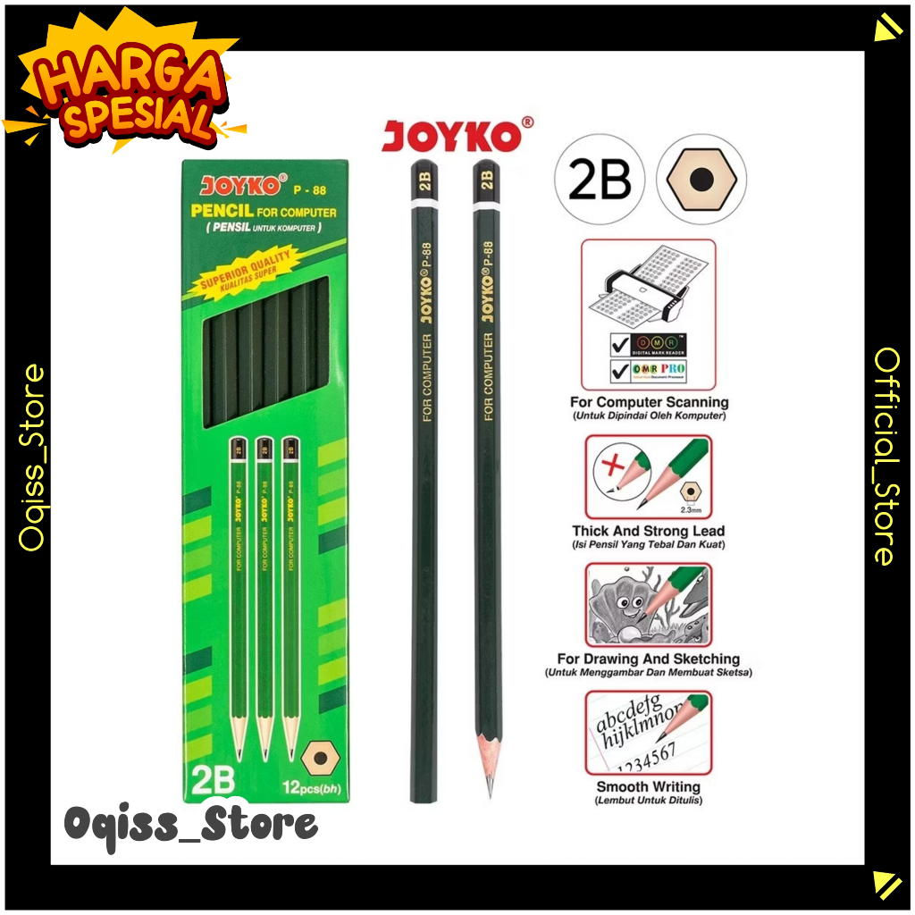 

OQISS Pensil Joyko 2B / Pensil Joyko 2B Murah Berkualitas