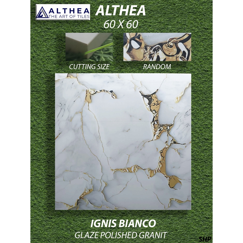 Granit Lantai 60X60 Althea Ignis Bianco Pekanbaru Riau, Motif Awan Emas untuk Lantai kamar