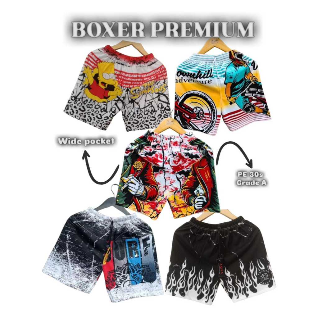 BOXER PRIA PREMIUM | CELANA PENDEK SURFING DISTRO | KOLOR PANTAI TEBAL BAHAN PE 30s
