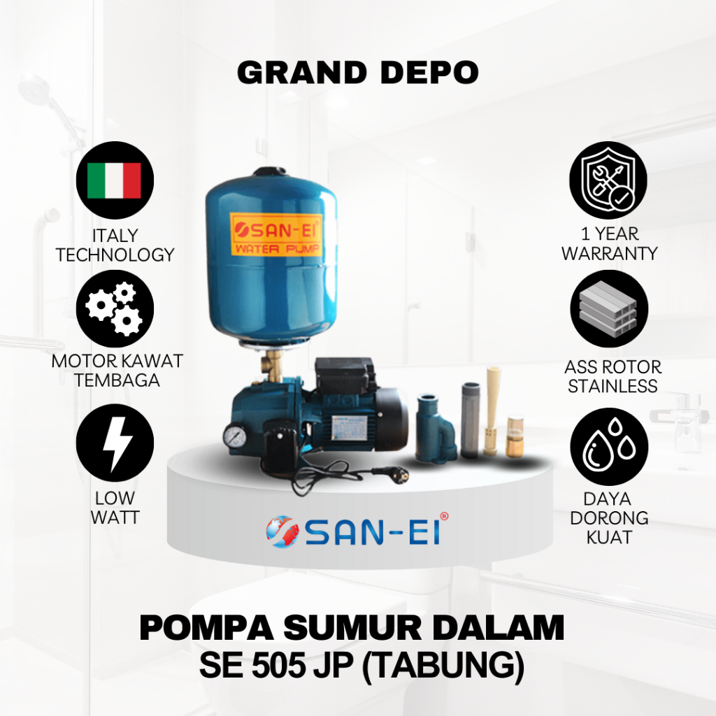 San Ei Pompa Air Sumur Dalam SE 505 JP - Dengan Tabung / Pompa Air Jet Pump San Ei