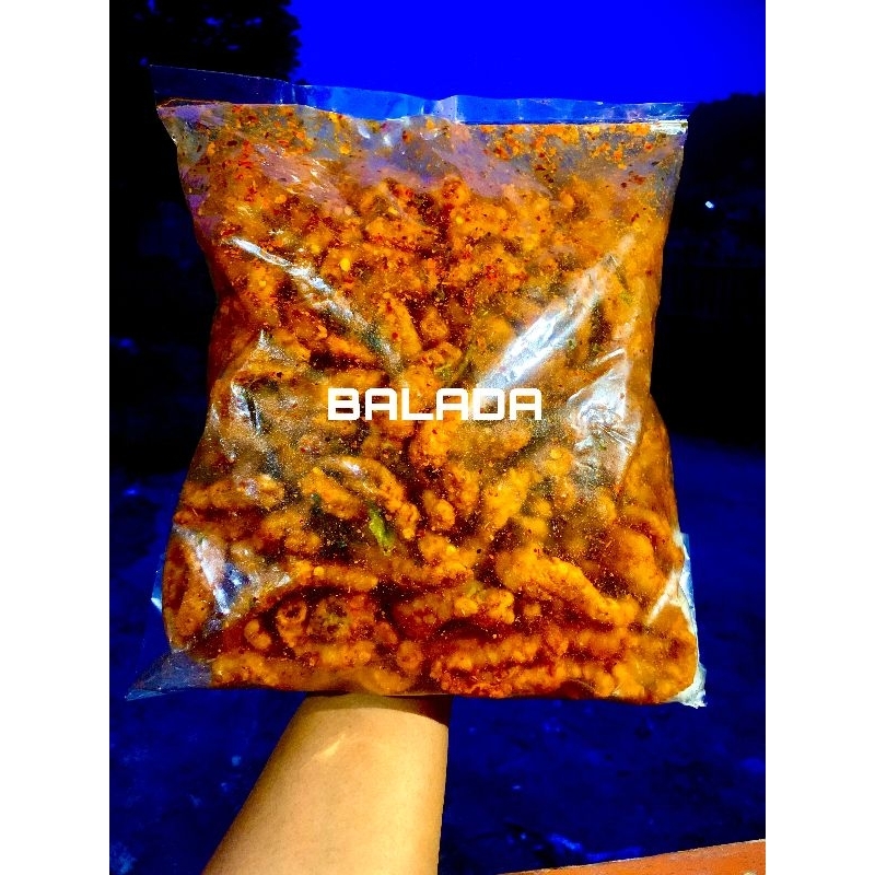 

KERIPIK USUS CRISPY PEDAS DAUN JERUK KEMASAN 500 Gr (Setengah Kg)