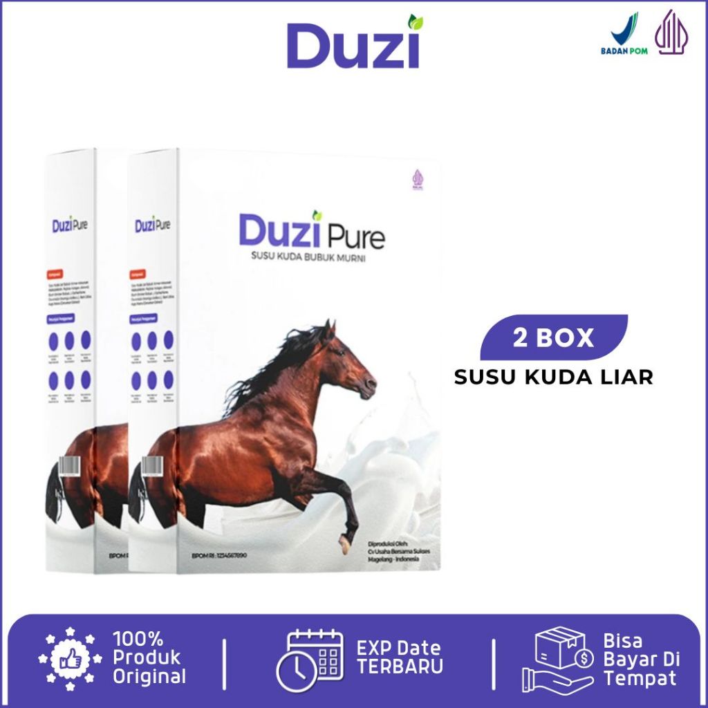 

PROMO DUZI PURE Susu Kuda Lombok 200 gram Susu Kesehatan Tulang dan Sendi - 2 BOX Original