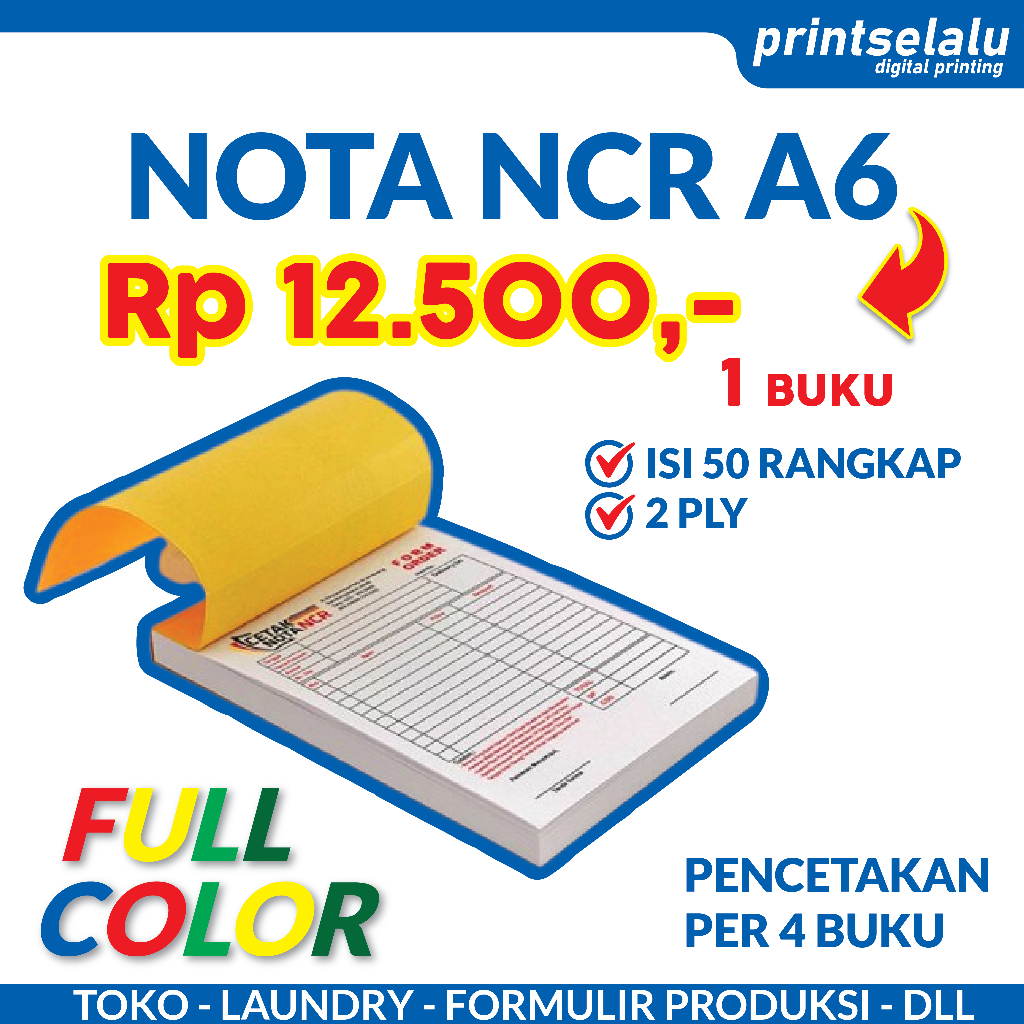 

Custom Nota NCR A6 2 ply rangkap (Laundry Surat Jalan Formulir) RETAIL