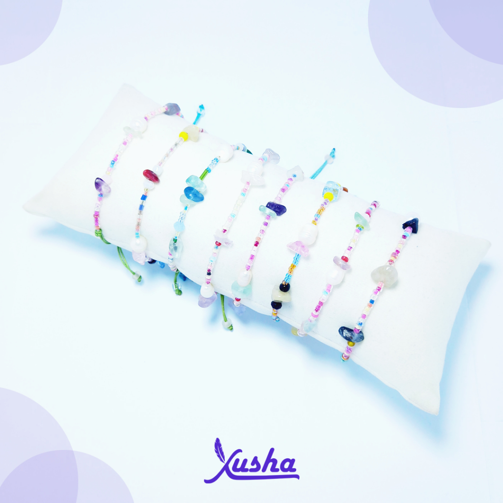 Xusha Falika - Gelang Manik Mutiara Handmade Elegan dengan Manik-Mutik, Aksesoris Perempuan