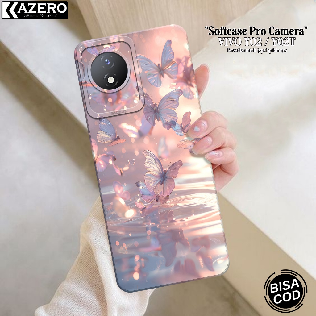 Case Hp Vivo Y02/Y02T Terbaru - Case Kupu Kupu - Soft Macaron Pro Camera - Softcase Vivo Y02/Y02T Te