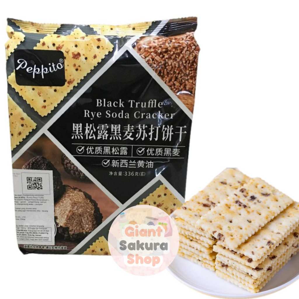 

Peppito Black Truffle Rye Soda Cracker / biskuit impor / cemilan / biscuit