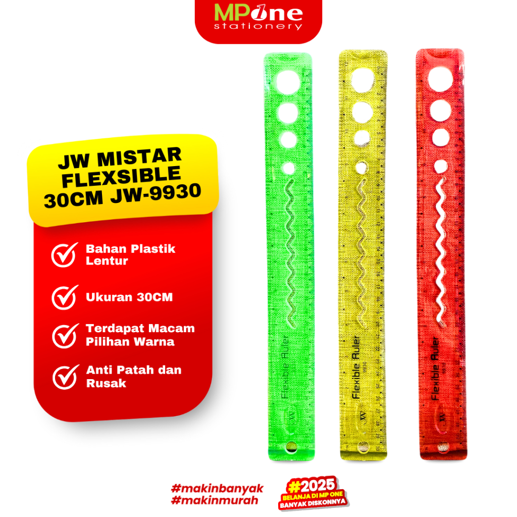 

JW Penggaris Lentur 30CM Transparant / Mistar Plastik Flexible Anti Patah 30cm JW