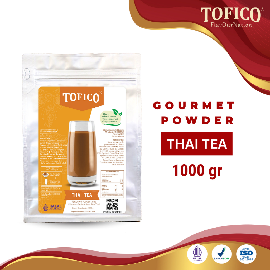 

Powder Thai Tea Tofico / Bubuk Minuman Thai Tea Premium 1KG / Tofico Syrup Official