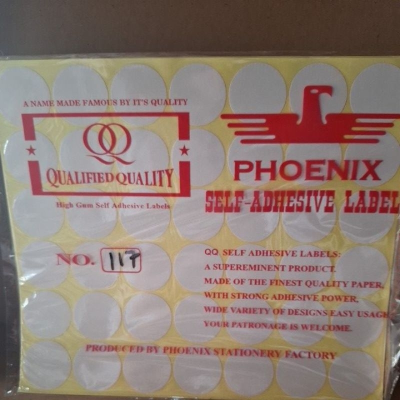 

stiker /label harga no. 117 phoenix diameter 25mm 1pak isi 7 lembar
