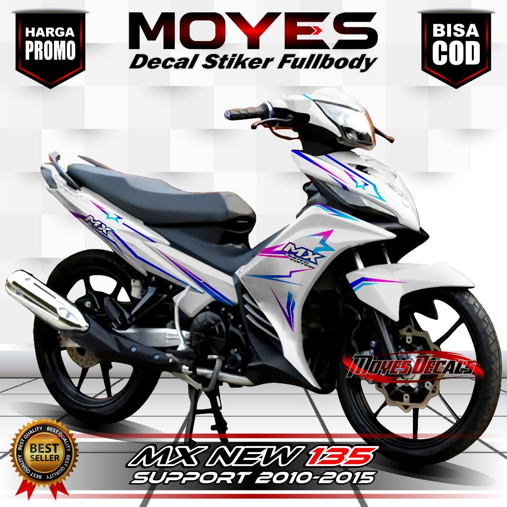 Decal Stiker MX New 135 Fullbody Motif Putih Bintang MYS1618