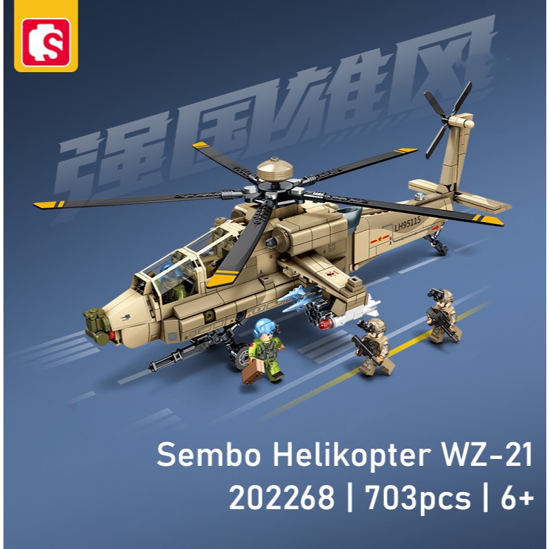 Mainan Anak Brick Sembo Block 202268 brick helikopter 703pcs