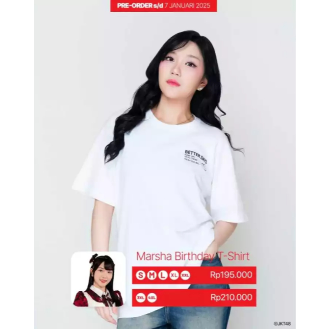 Kaos JKT48 Birthday T-Shirt Marsha Lenathea 2025 - Putih