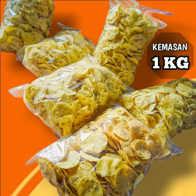 

Kecimpring Bawang Daun / Comring 1.kg / keripik comro kering Rasa daun bawang / gemblong khas ciamis