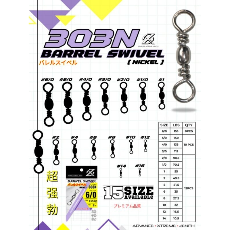 Barrel Swivel Kili Kili Nickel Pancing 303BN Axz