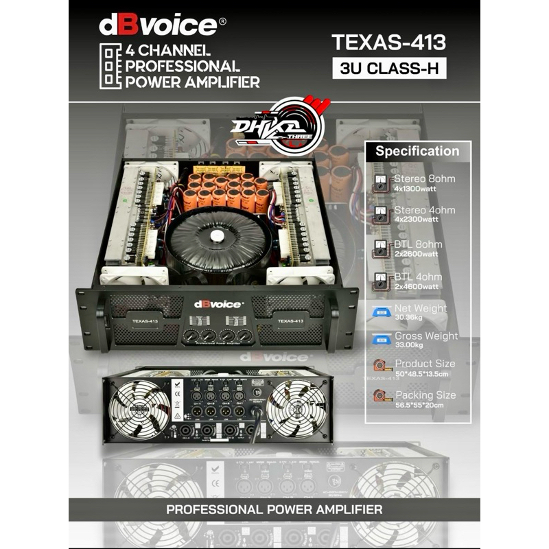 POWER DBVOICE TEXAS 413 CLASS H 4 CHANNEL / POWER DBVOICE TEXAS - 413 MACRO CLAS H 4 CHANNEL / Power