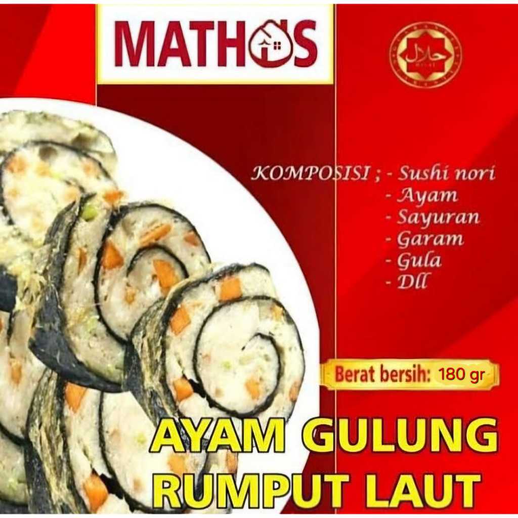 

Frozen Food Mathos Ayam Gulung Rumput Laut Sushi Dimsum Mentai Nori isi 10