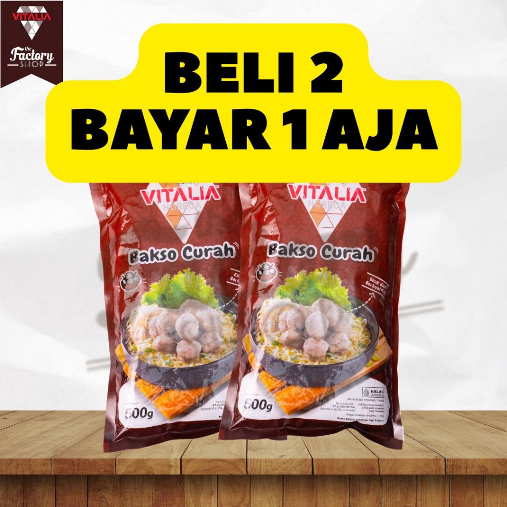 

(BELI 2, BAYAR 1 AJA) Vitalia Horeca Pack Bakso Ikan Sapi Ayam Curah 1kg 500gr