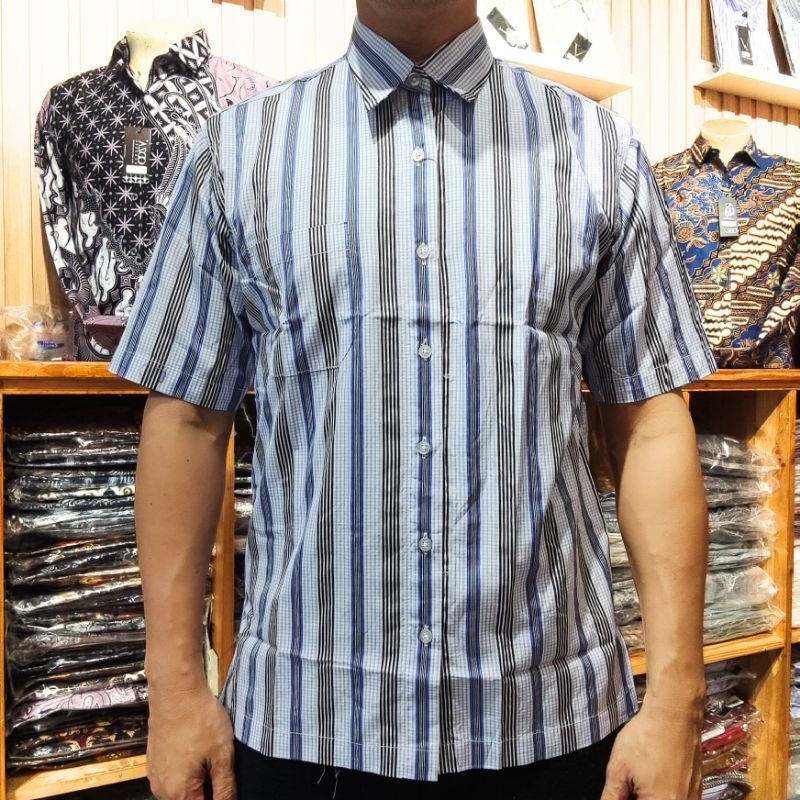 katun jepang fashion modern kemeja pria regular lengan pendek baju trendy pria