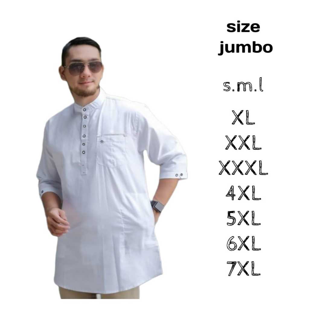 Baju Koko Kurta Dewasa Lengan 3/4  / Kemeja Koko Kurta Size S-8XL