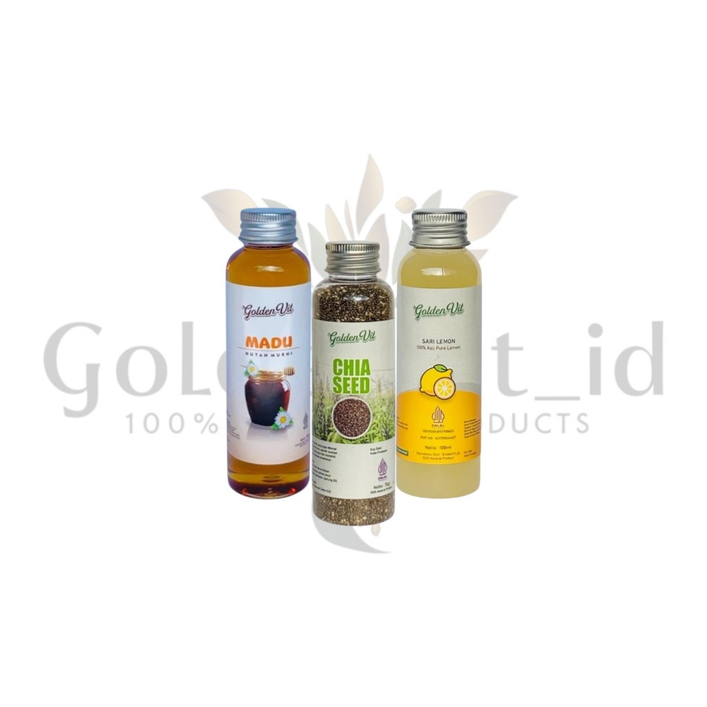 

Goldenvit 3in1 Paket Diet 100ml Sari Lemon 100ml , Madu hutan 100ml , Chiaseed 70g