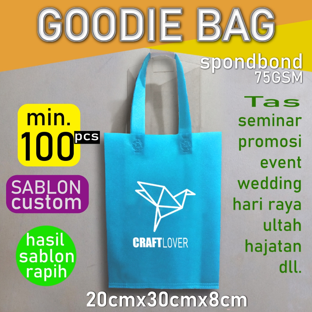 

Tas Spundbond Goodie bag Sablon Custom 30x20