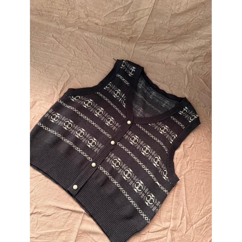 Vest rajut wanita/ Vest Korea Wanita/ Vest Wanita warna abu-abu tua