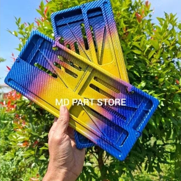PLAT NOMOR MOTOR FRAME VARIASI KARBON PELANGI
