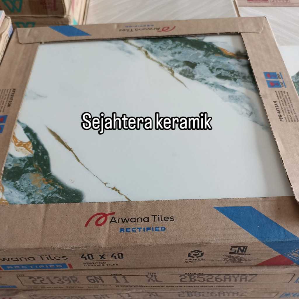 (BACA DESKRIPSI) KERAMIK ARWANA 40X40 GREEN MARBLE LIGHT 1 KOTAK DEKORASI LANTAI MIRIP GRANITE RENOV