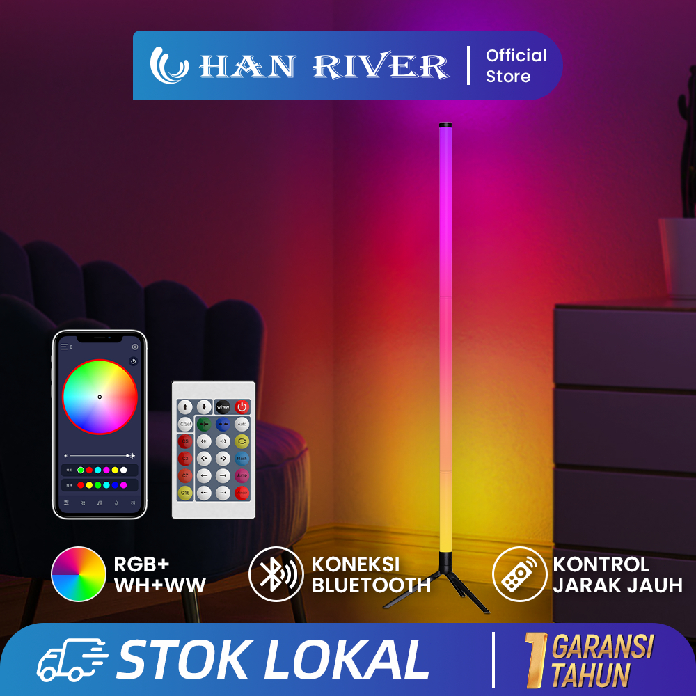 HAN RIVER 100CM Lampu Lantai DC5V Lampu Standing Remote Kontrol RGB Standing Lamp 5W LED Minimalis L