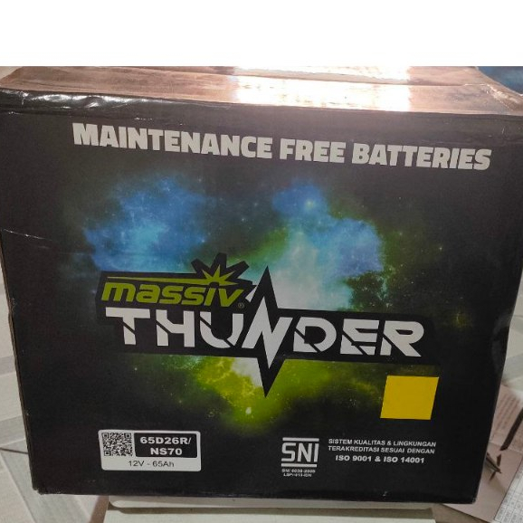 AKI MAINTENACE FREE MASSIV THUNDER NS70 65 AH ( AKI KERING )