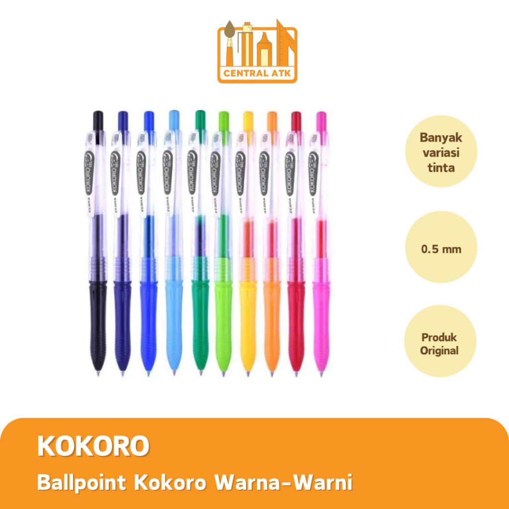 

BALLPOINT | BOLPEN | PULPEN ZEBRA KOKORO WARNA-WARNI (1PCS)