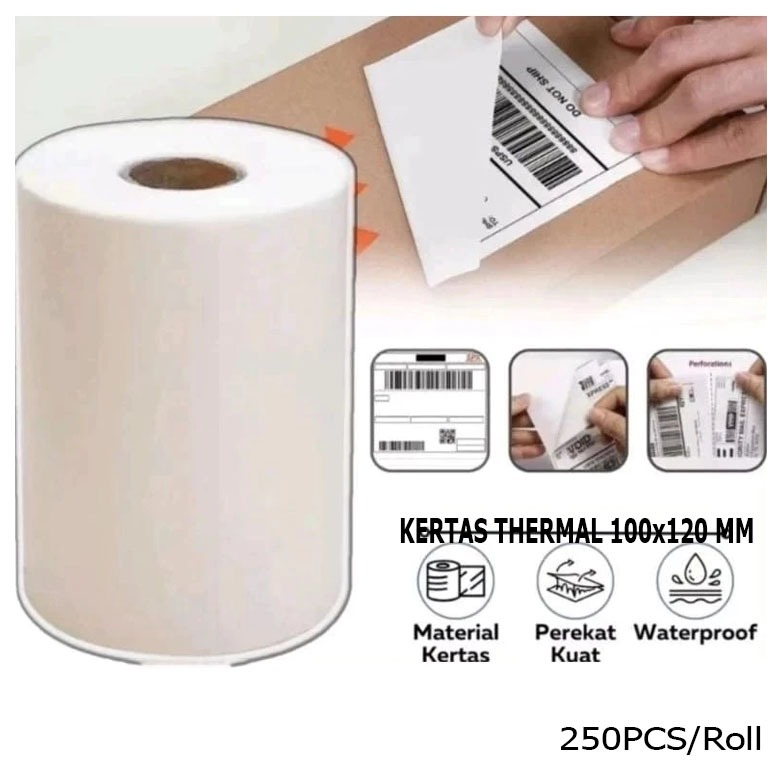 

KERTAS LABEL THERMAL ROLL UKURAN 100MM X 120MM - 250 LEMBAR