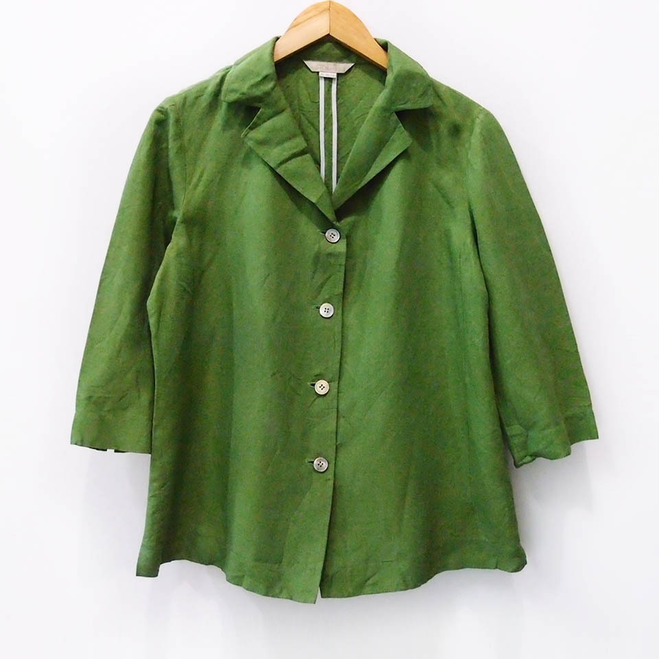 CK652 SIZE L+ GREEN COTTON LINEN BLAZER SEMI FORMAL