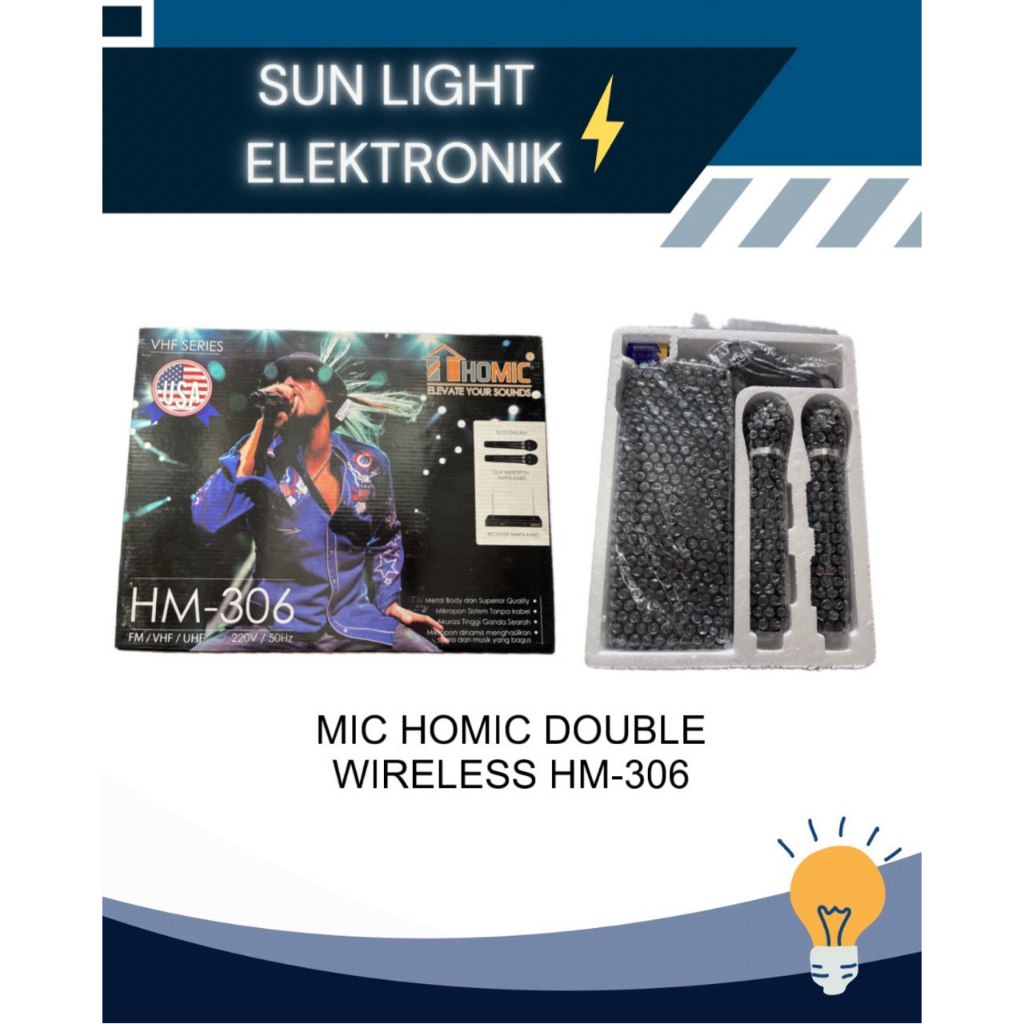 MIC HOMIC DOUBLE WIRELESS HM-306 mikrofon microphone
