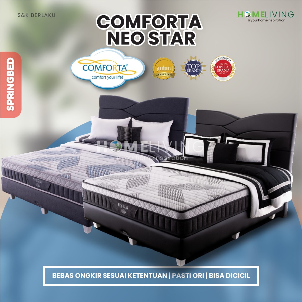 HOMELIVING - NEO STAR GREY - NEO STAR BLACK - SPRINGBED COMFORTA - KASUR COMFORTA - MATRAS COMFORTA 