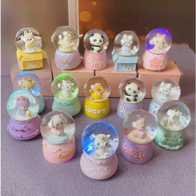 SNOWBALL pajangan bola kaca music box bola kristal salju lampu princess butterbear little pony