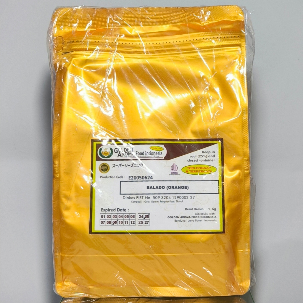 

Bumbu Tabur 1 Kg Rasa Balado (Orange) - Cocok Untuk Aneka Snack, Ayam Shihlin, Penambah Rasa Aneka Makanan Dll, Enak Dan Halal. Kemasan Alumunium Zip Lock.