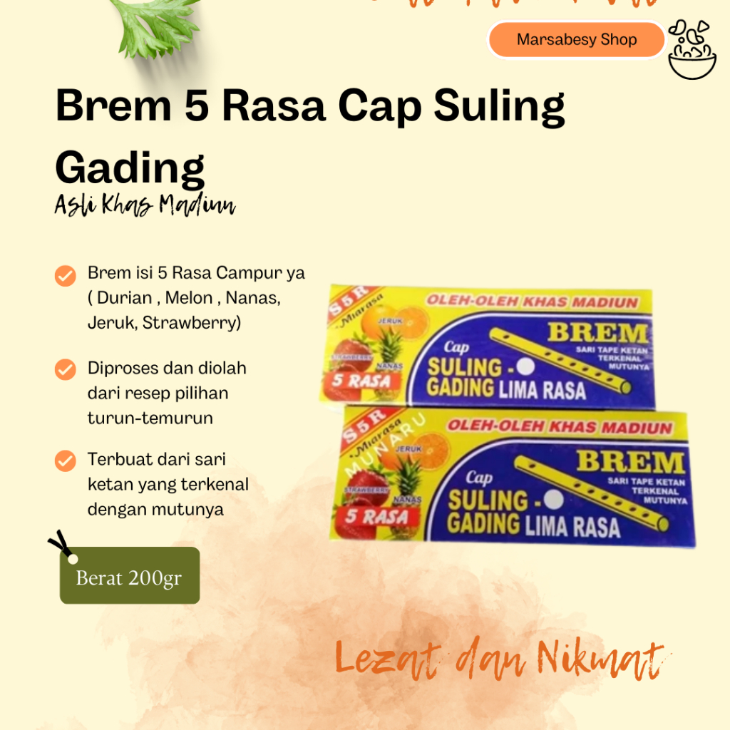 

NEW Brem 5 Rasa Cap Suling Gading Lima Rasa Khas Madiun MURAH BERKUALITAS