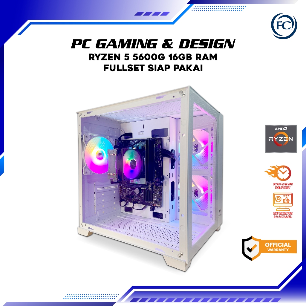 PC GAMING & DESIGN RYZEN 5 5600G 16GB RAM FULLSET SIAP PAKAI
