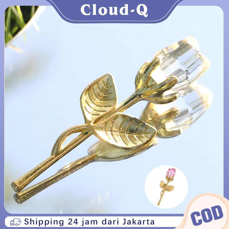 Bunga Kristal Rose / Bunga Mawar Gold Mewah Artificial / Bunga Mawar Hiasan