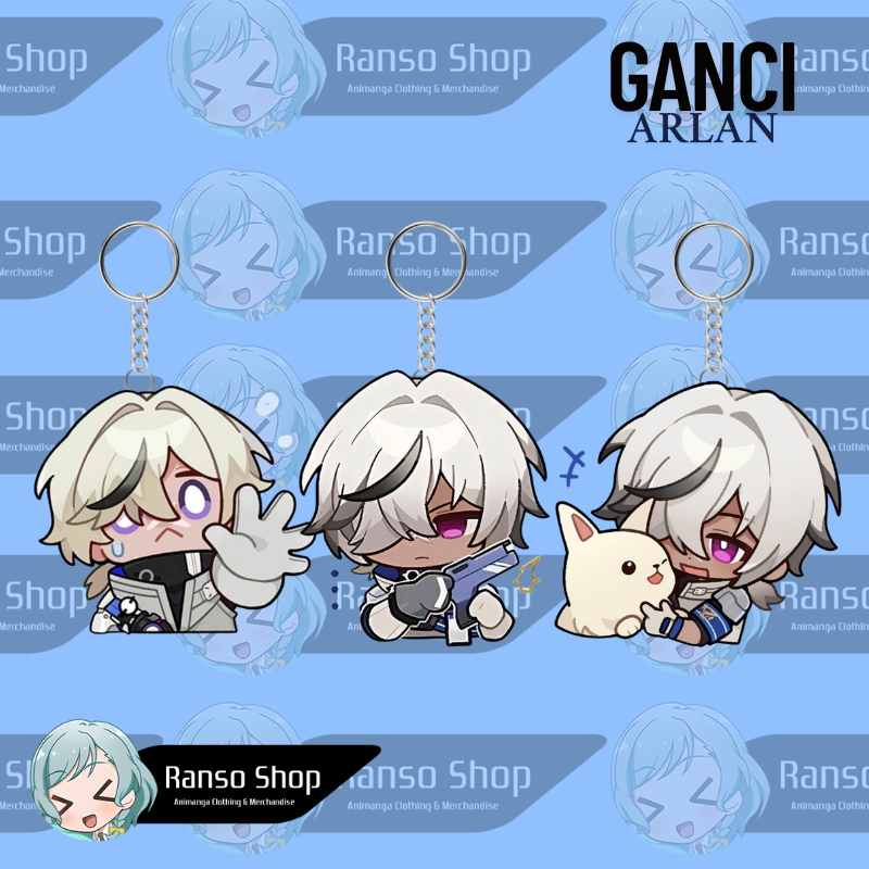 Keychain Honkai Star Rail Arlan UV Printing Laser Cut Pinggiran Transparan Bening / Gantungan Kunci 