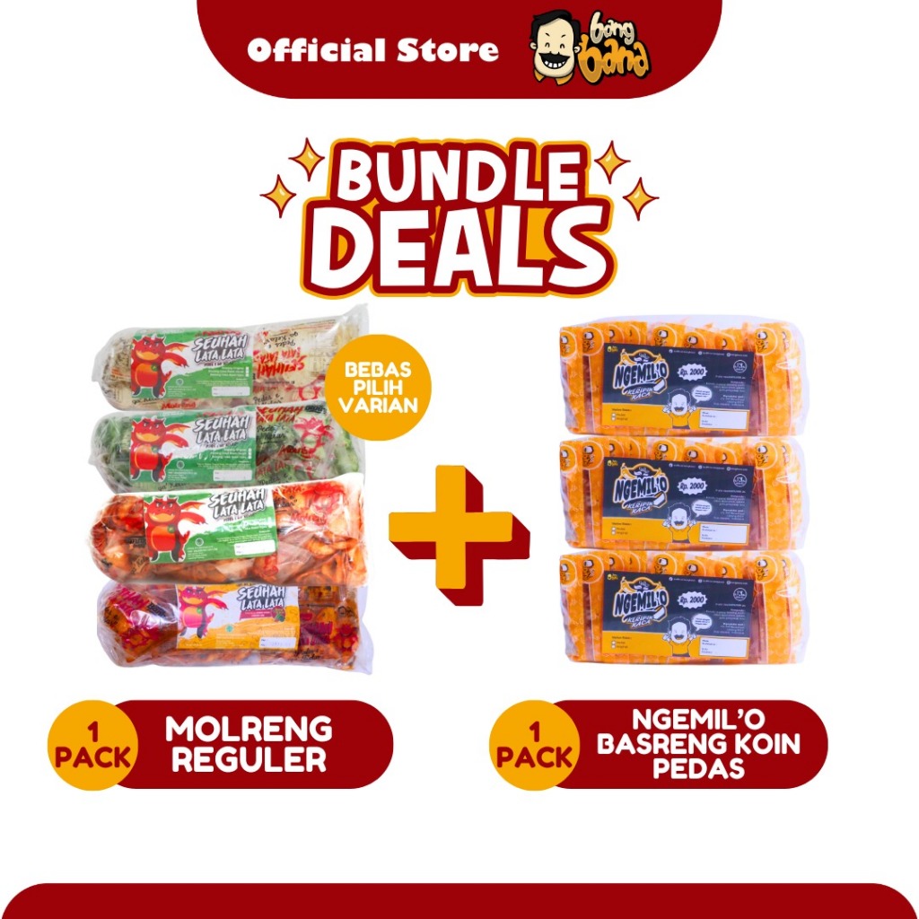 

Paket Bundling Hemat Molreng Seuhahlatalata Basreng Pipih Koin Pedas Daun Jeruk Reguler Pack
