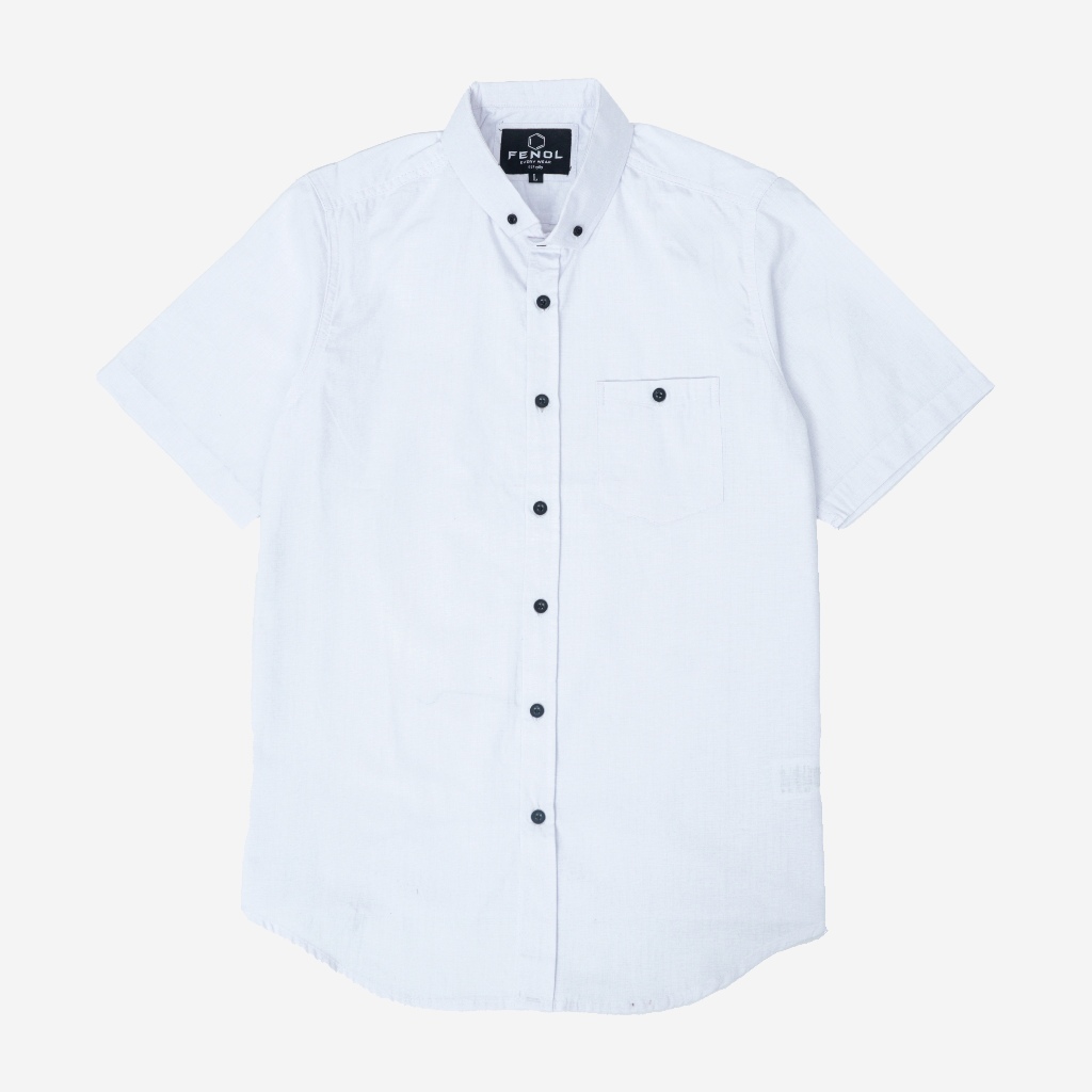 711 Kemeja Pria Lengan Pendek Slimfit Putih Polos Simple Premium Distro Grosir