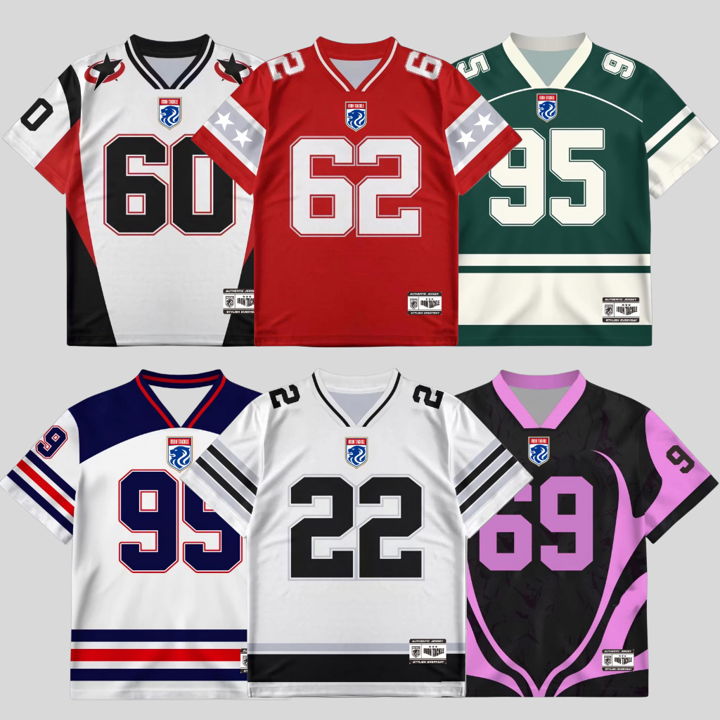 Iron Tackel Jersey Vintage Unisex Series Number Retro Boxy Adem Jumbo Oversize