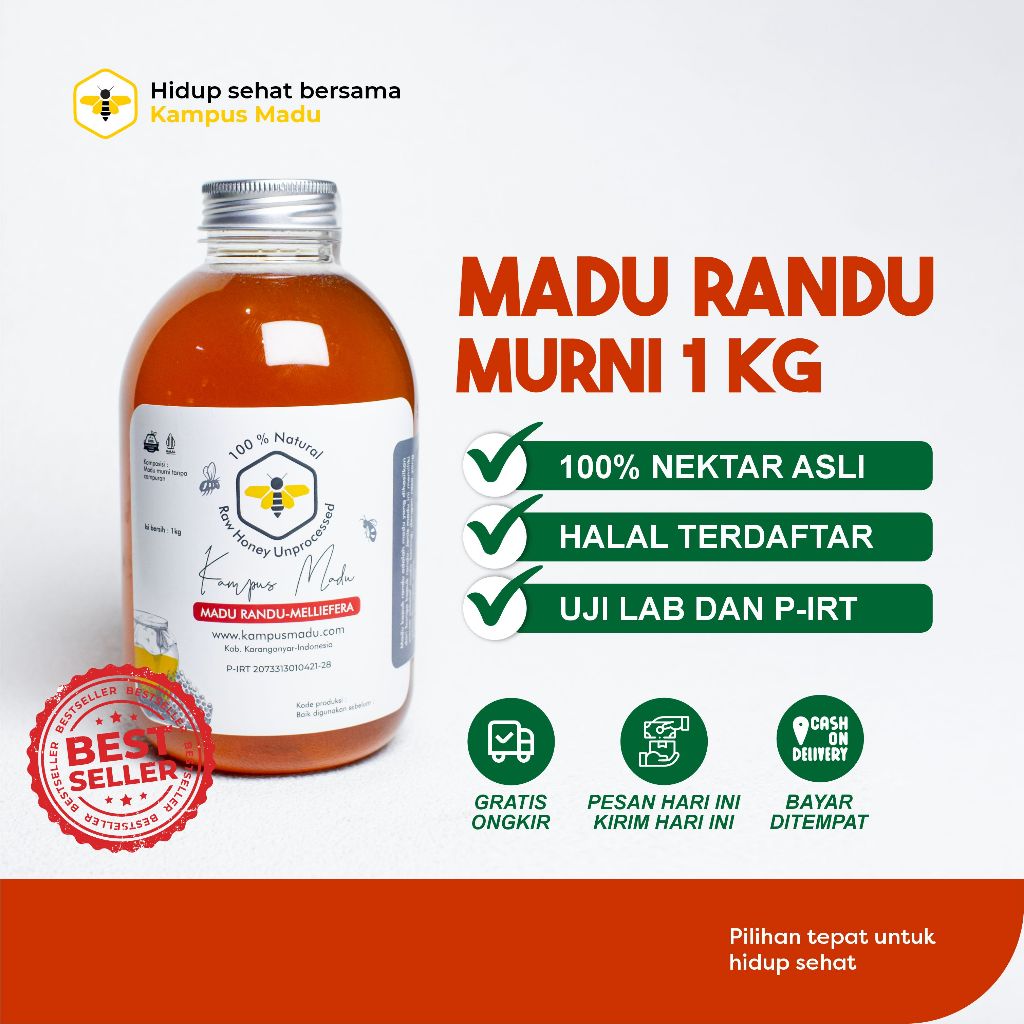 

Madu Randu Murni 100% Original Tanpa Campuran (Raw Honey) Asli Nektar Bunga Pohon Randu Kemasan 1kg