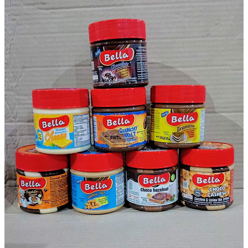 

selai Bella spread / selai bella all variant 200gr/ selai choco cashew/ chees/ tiramisu/ olesan roti