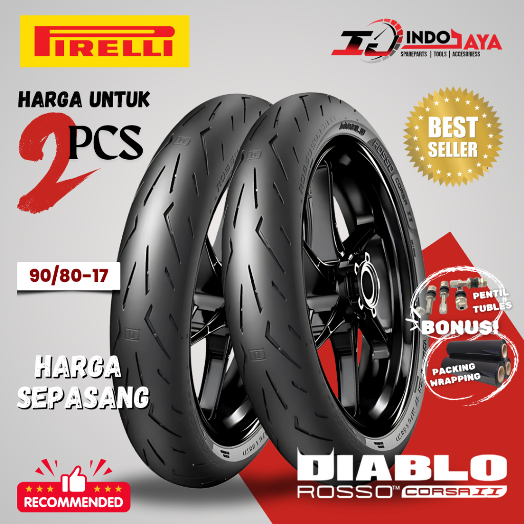 [PAKET SEPASANG] BAN PIRELLI DIABLO ROSSO CORSA 2 ( 90/80-17 ) SOFT COMPOUND RING 17 / BAN BALAP SPO